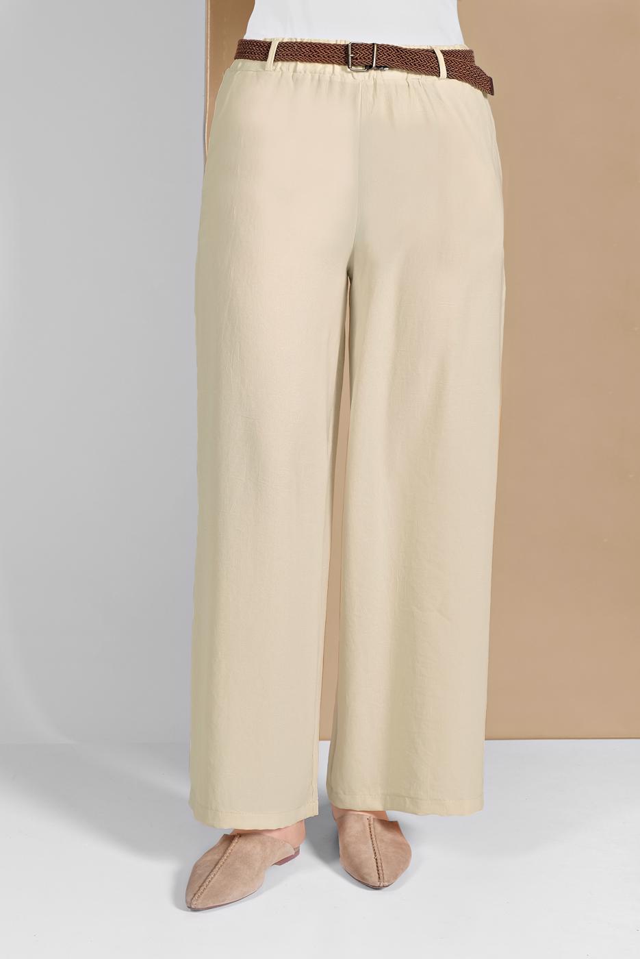 Hijab clothing BEIGE FLOWING PANTS 00200 