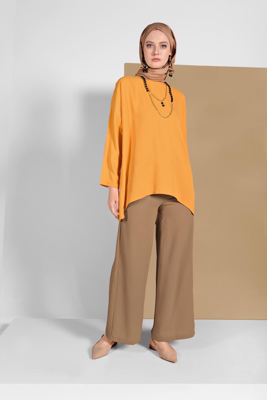 Tesettür giyim KAHVE GENİŞ PAÇA PANTOLON 00200