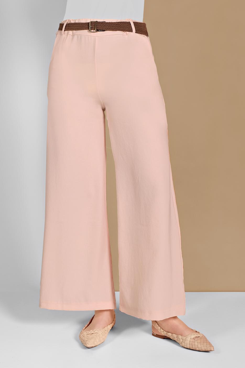 Tesettür giyim PEMBE GENİŞ PAÇA PANTOLON 00200