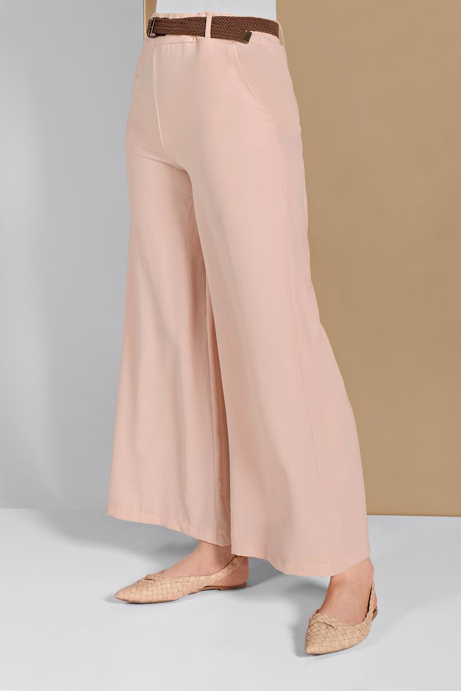 Tesettür giyim PEMBE GENİŞ PAÇA PANTOLON 00200