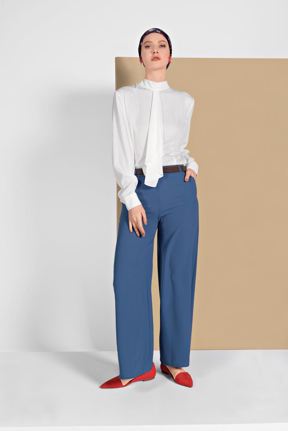 Tesettür giyim MAVİ GENİŞ PAÇA PANTOLON 00200