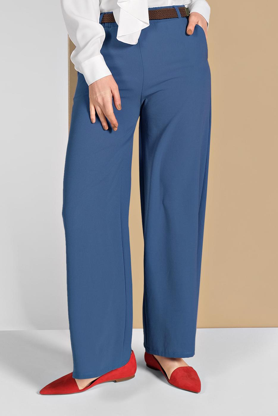 Tesettür giyim MAVİ GENİŞ PAÇA PANTOLON 00200