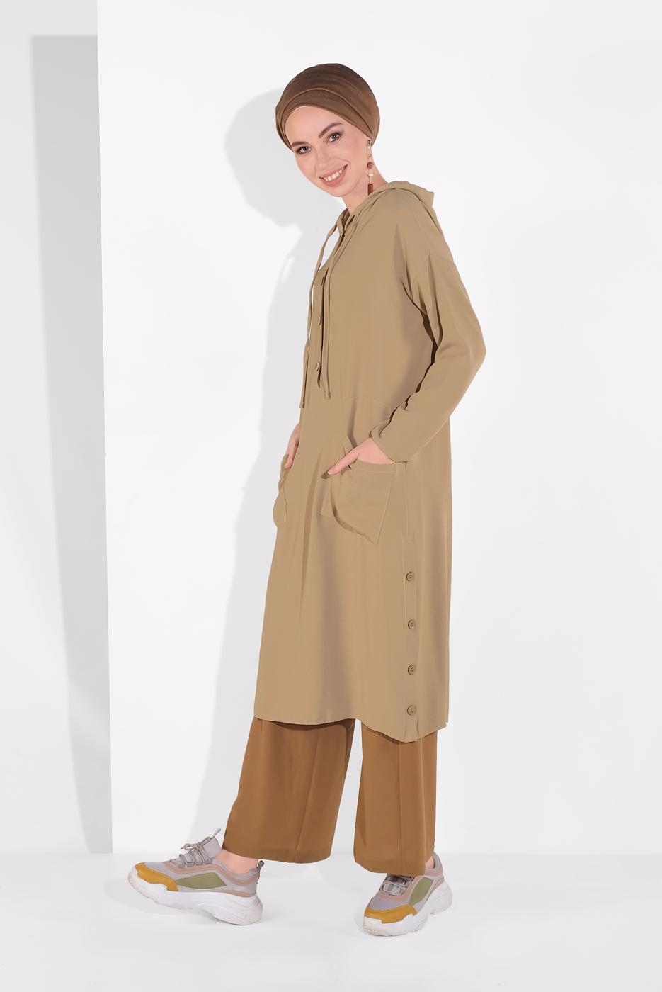 Tesettür giyim TABA GENİŞ PAÇA PANTOLON 00200