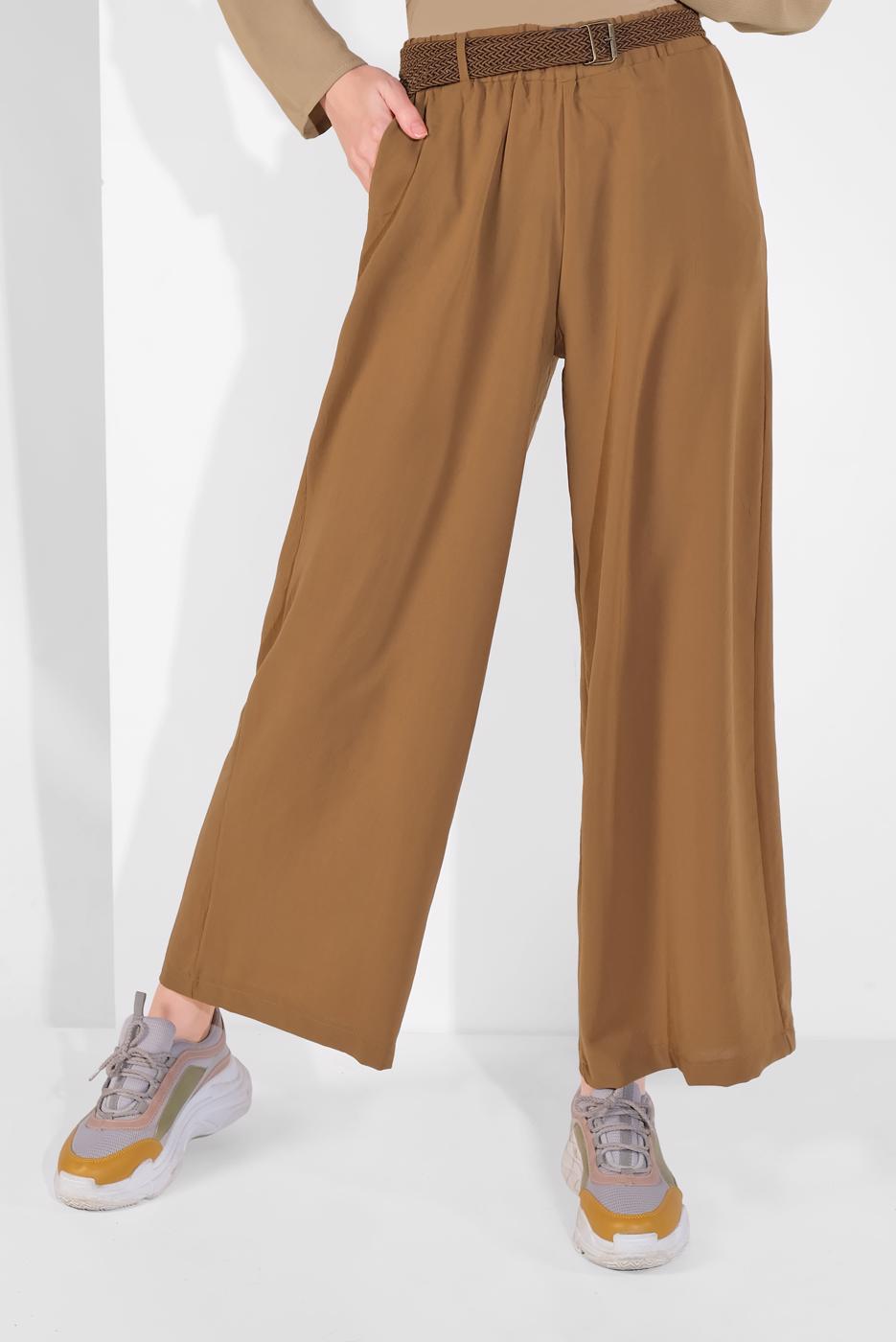 Tesettür giyim TABA GENİŞ PAÇA PANTOLON 00200