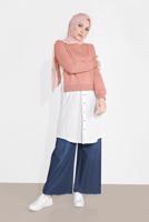 Vêtements hijab BLEU MARINE JEANS À PALAZZO 011 