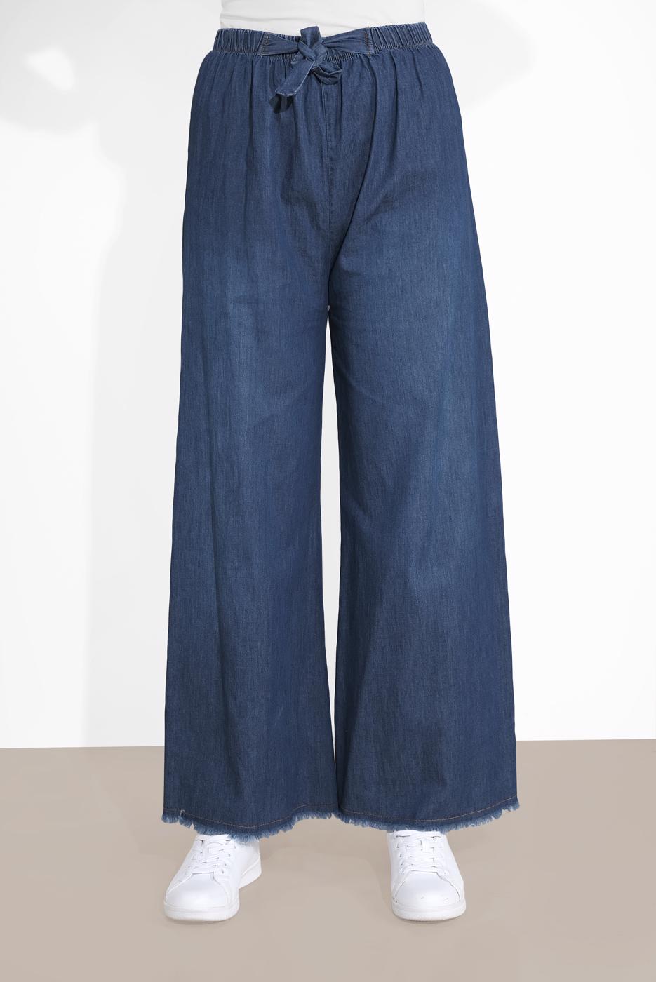 Vêtements hijab BLEU MARINE JEANS À PALAZZO 011 