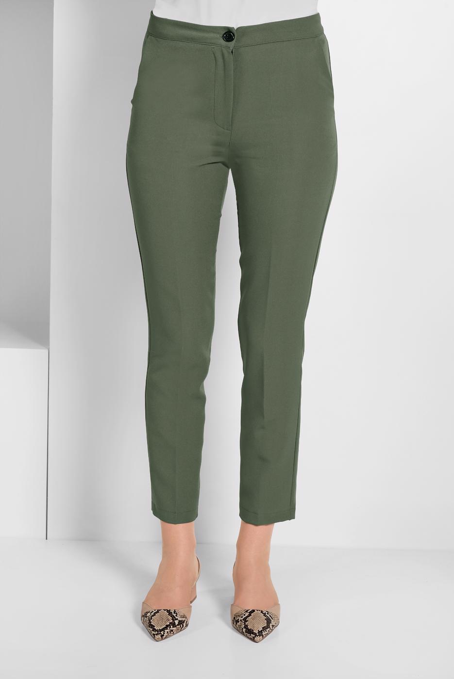 Tesettür giyim HAKİ YÜKSEK BEL KLASİK KESİM PANTOLON 69