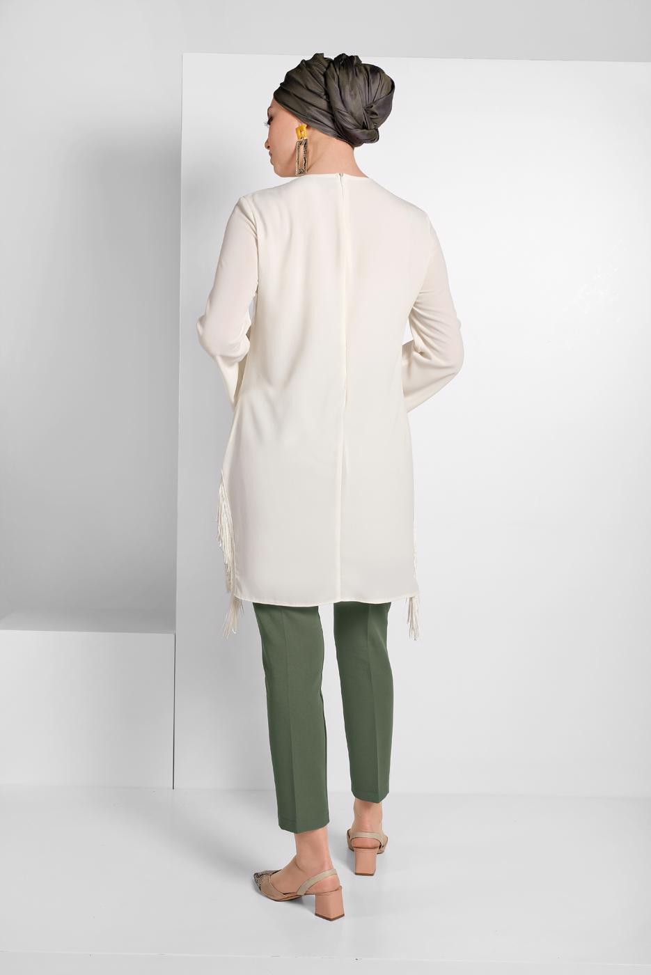 Tesettür giyim HAKİ YÜKSEK BEL KLASİK KESİM PANTOLON 69