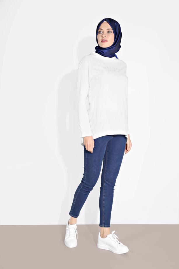 Hijab-Kleidung  DENİM YÜKSEK BEL DAR PANTOLON 079 - TRENDTESETTÜR