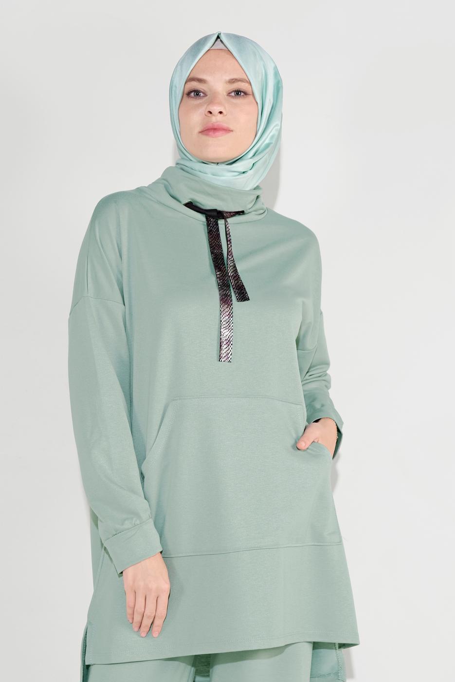 Tesettür giyim YEŞİL BOĞAZLI EŞOFMAN TAKIM 1236