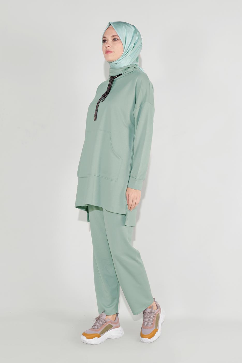 Tesettür giyim YEŞİL BOĞAZLI EŞOFMAN TAKIM 1236