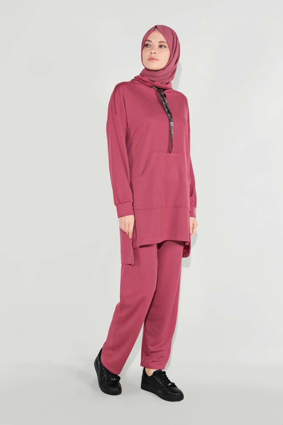 Tesettür giyim PEMBE BOĞAZLI EŞOFMAN TAKIM 1236