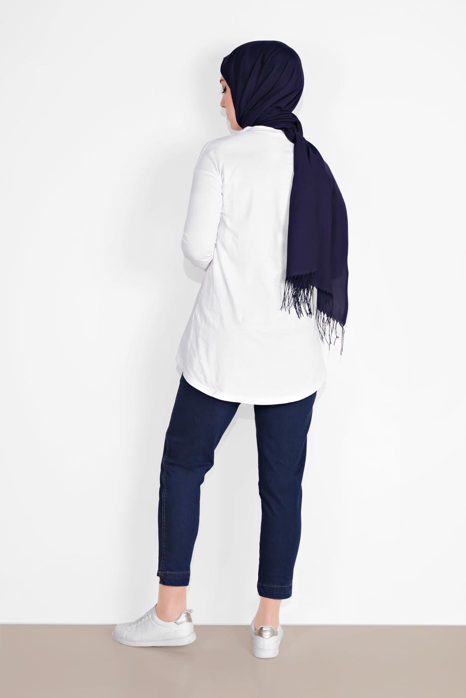 Hijab clothing NAVY BLUE TIE-FRONT JEANS 2105