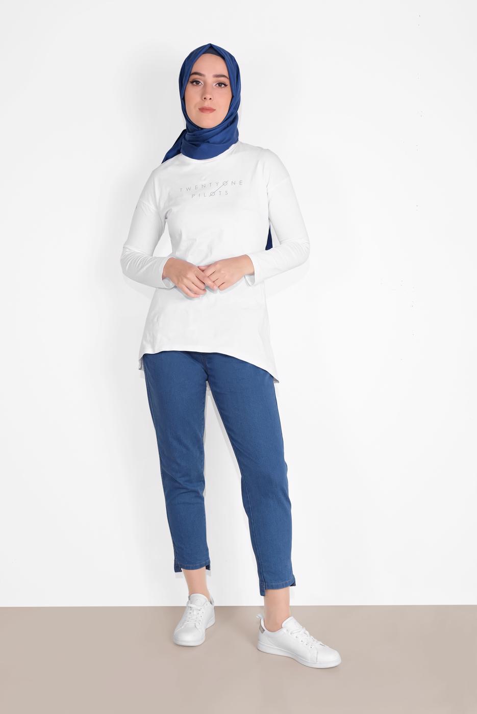 Vêtements hijab BLEU MARINE JEANS TAILLE-NOUÉE 2105 