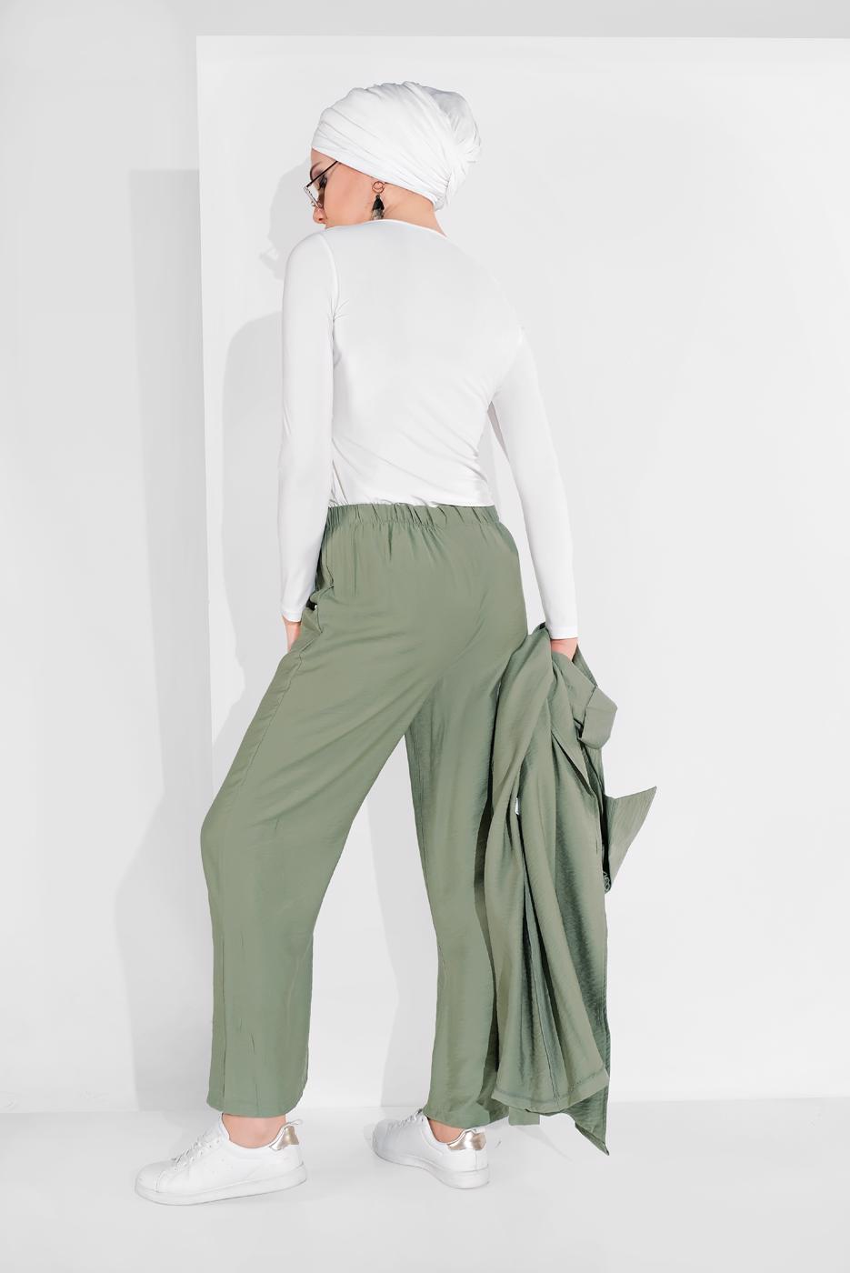 Vêtements hijab VERT PANTALON À TAILLE-ÉLASTIQUE 2775