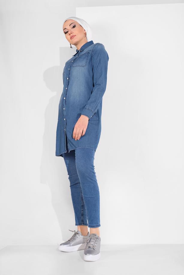 Hijab clothing  HIGH-WAIST DENIM PANTS 5204  - TRENDTESETTÜR