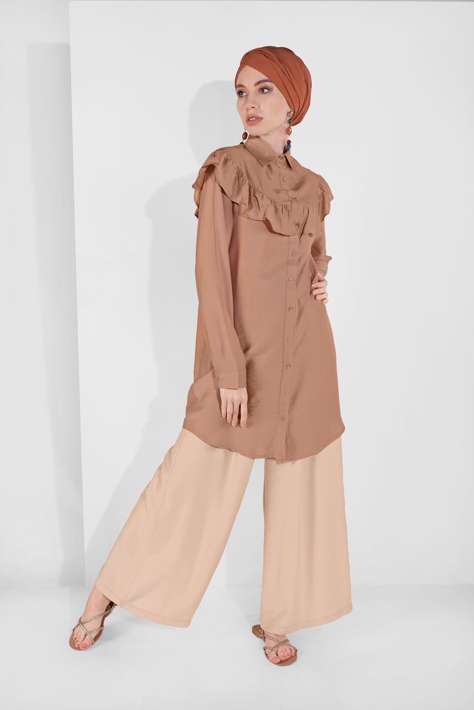 Vêtements hijab BEIGE PALAZZO BOUTONNÉ 6504 