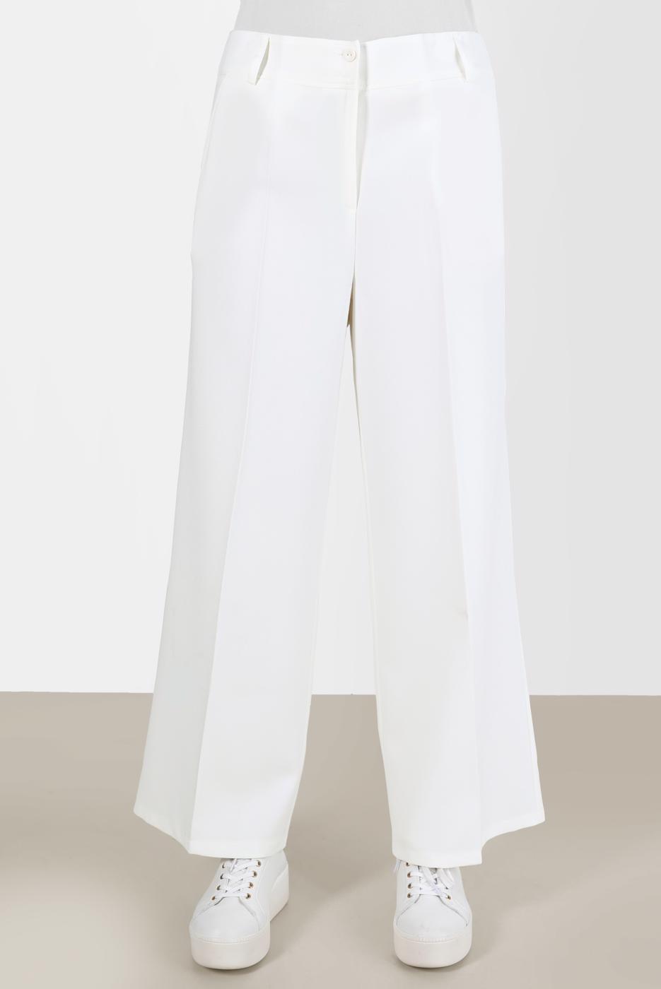 Tesettür giyim KREM ALVİNA GENİŞ PAÇA PANTOLON 70072 