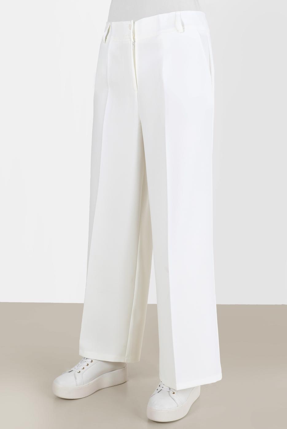 Tesettür giyim KREM ALVİNA GENİŞ PAÇA PANTOLON 70072 