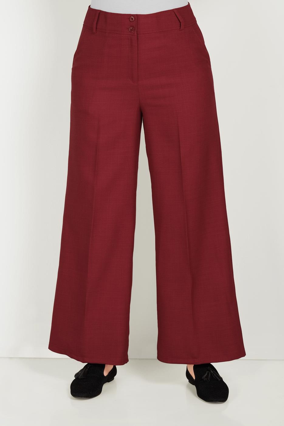 Tesettür giyim KIRMIZI ALVİNA GENİŞ PAÇA PANTOLON 70072 