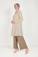 Tesettür giyim KAHVE ALVİNA GENİŞ PAÇA PANTOLON 70072 