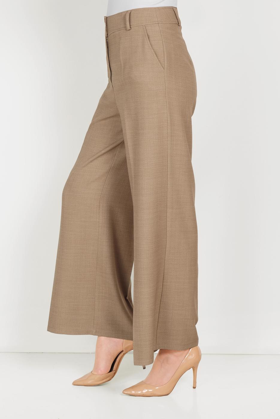 Tesettür giyim KAHVE ALVİNA GENİŞ PAÇA PANTOLON 70072 