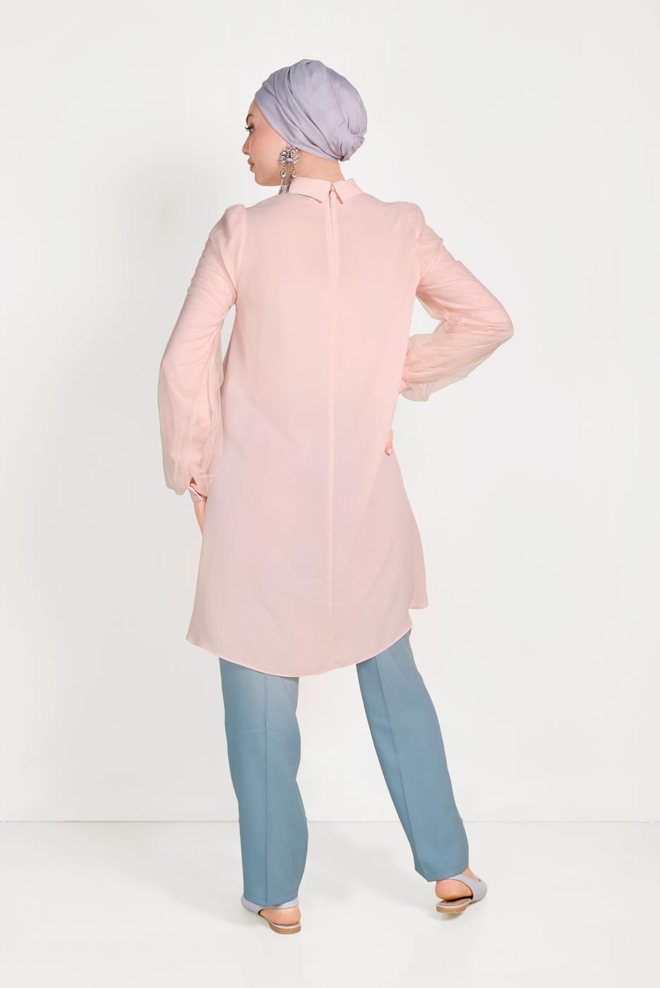 Tesettür giyim MAVİ ALVİNA DÜĞMELİ FERMUARLI PANTOLON 70079 