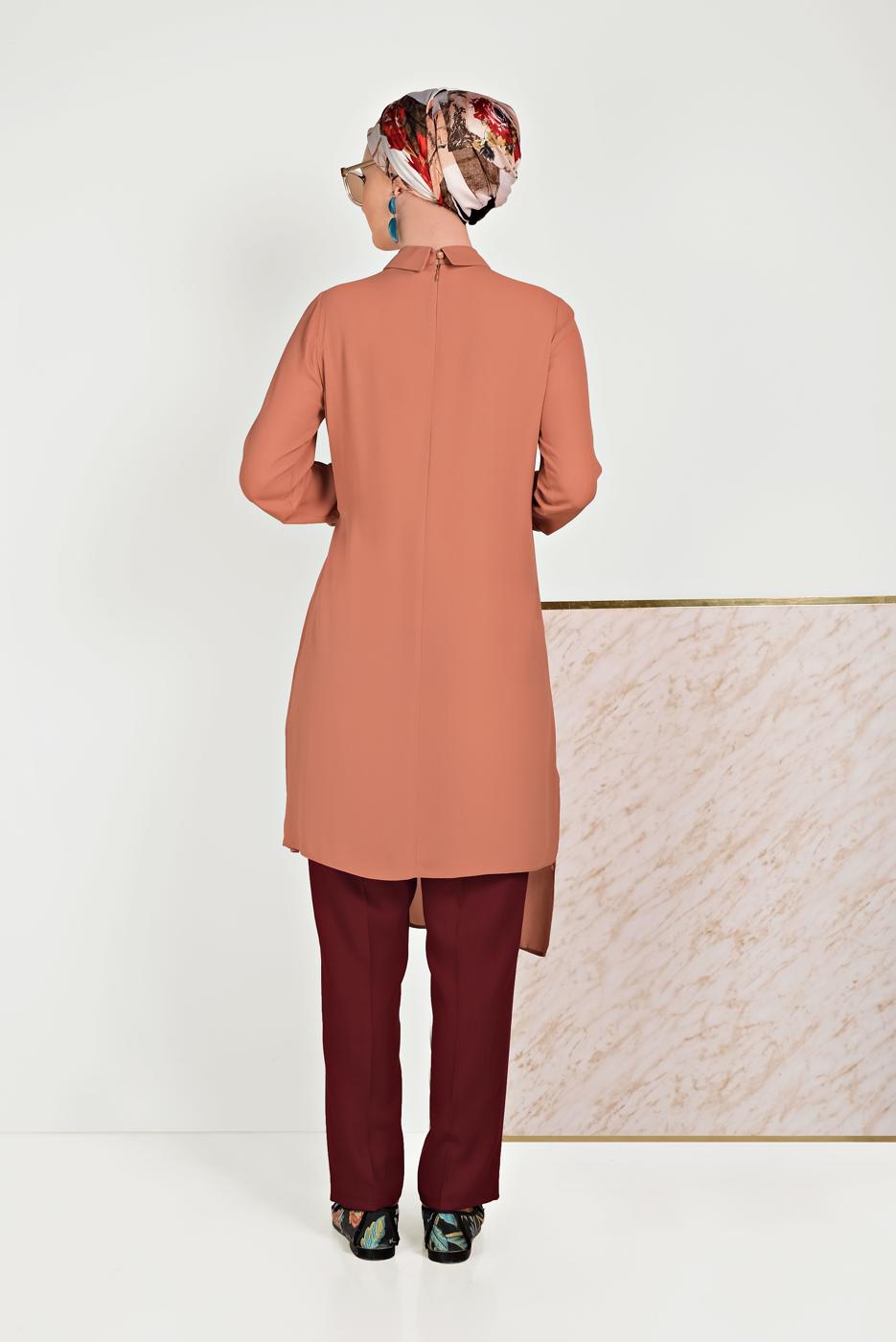 Tesettür giyim BORDO ALVİNA DÜĞMELİ FERMUARLI PANTOLON 70079 