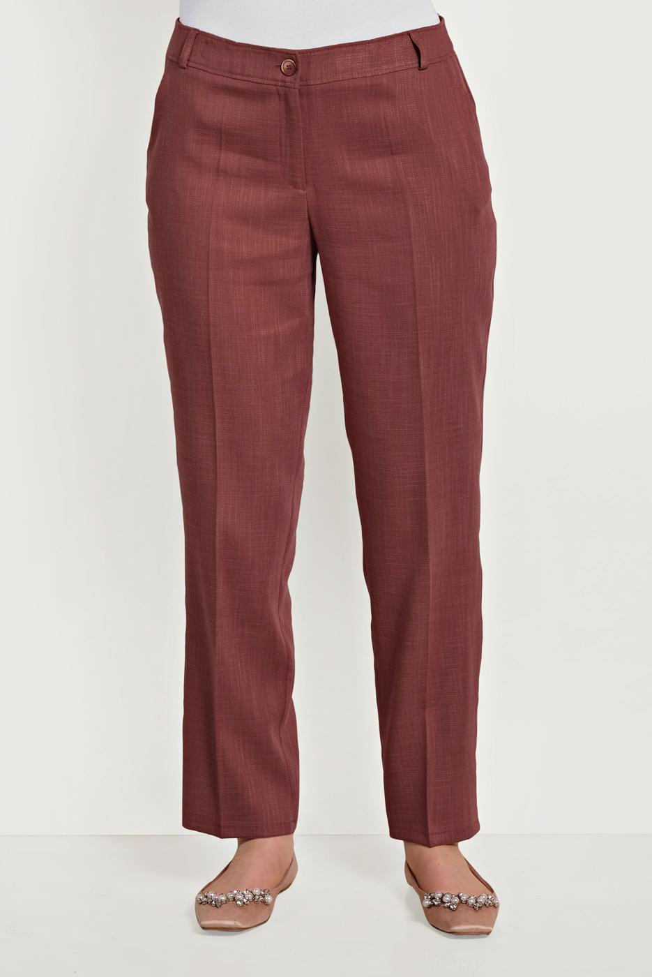 Tesettür giyim KAHVE ALVİNA DÜĞMELİ FERMUARLI PANTOLON 70079 