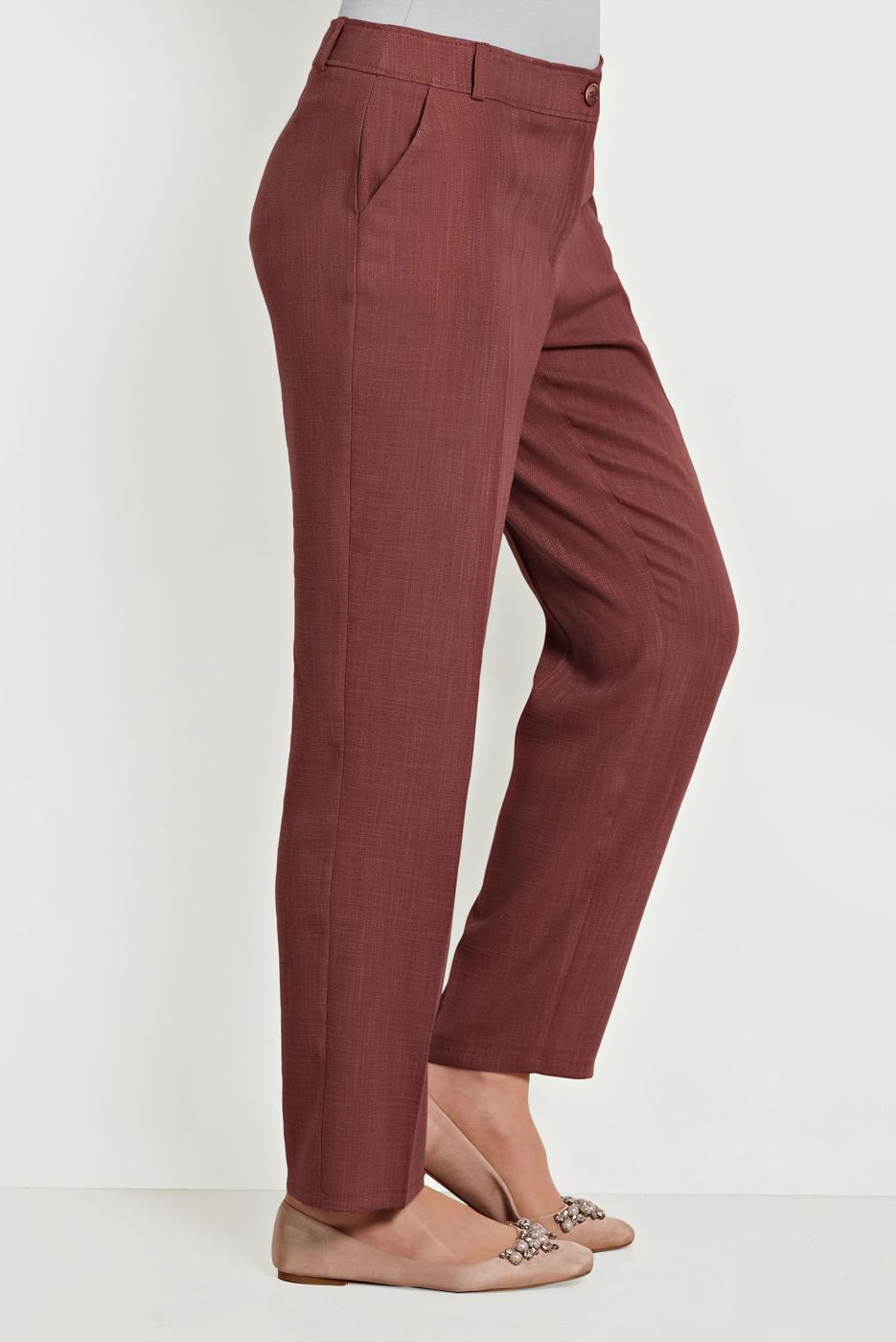 Tesettür giyim KAHVE ALVİNA DÜĞMELİ FERMUARLI PANTOLON 70079 