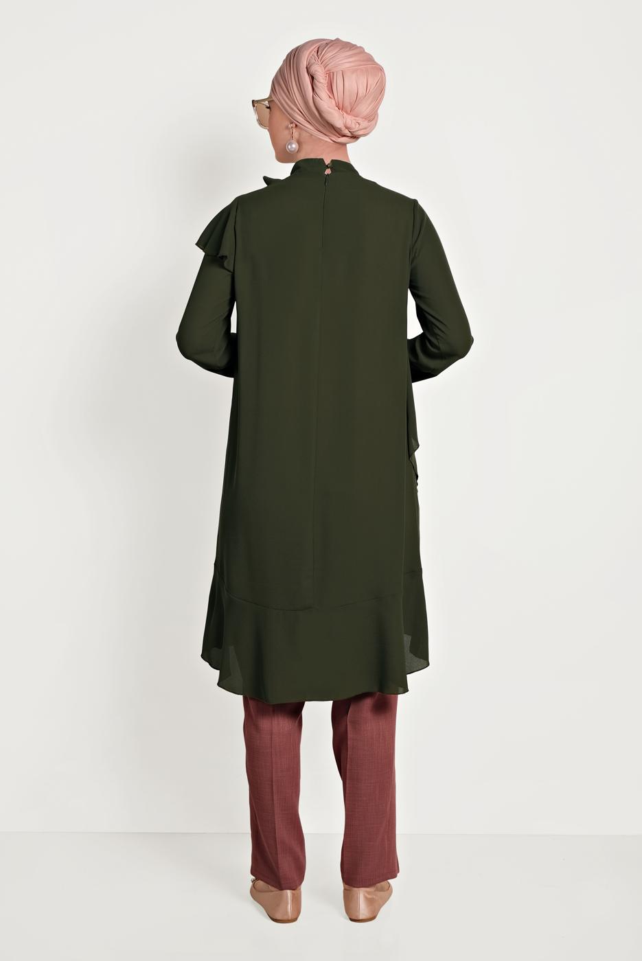 Tesettür giyim KAHVE ALVİNA DÜĞMELİ FERMUARLI PANTOLON 70079 