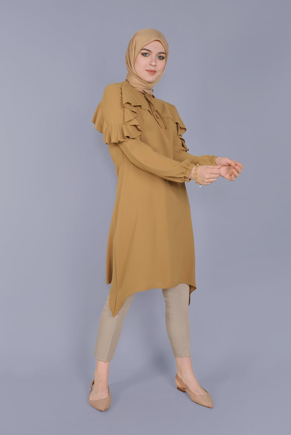 Tesettür giyim KAHVE ALVİNA DAR PAÇA PANTOLON 70090 