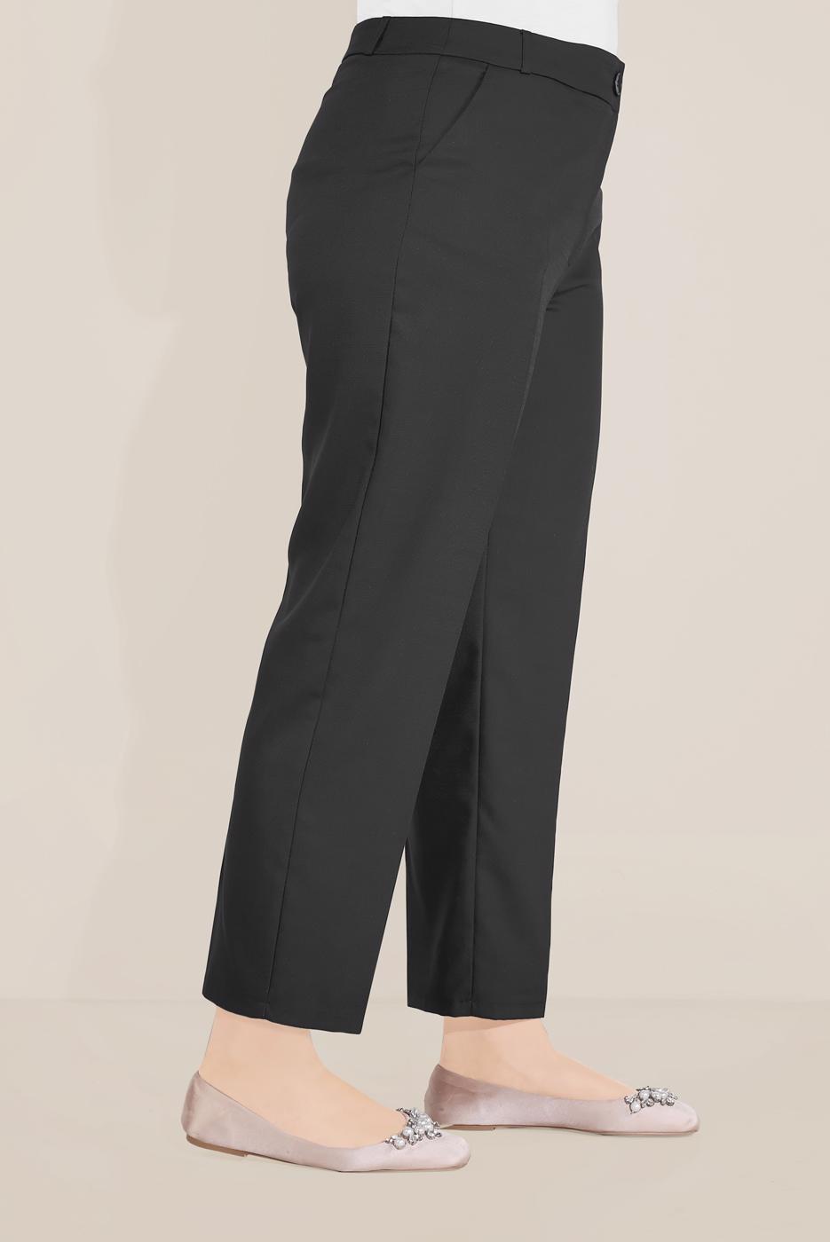 Tesettür giyim SİYAH ALVİNA ARA BEL HAVUÇ PANTOLON 70098 