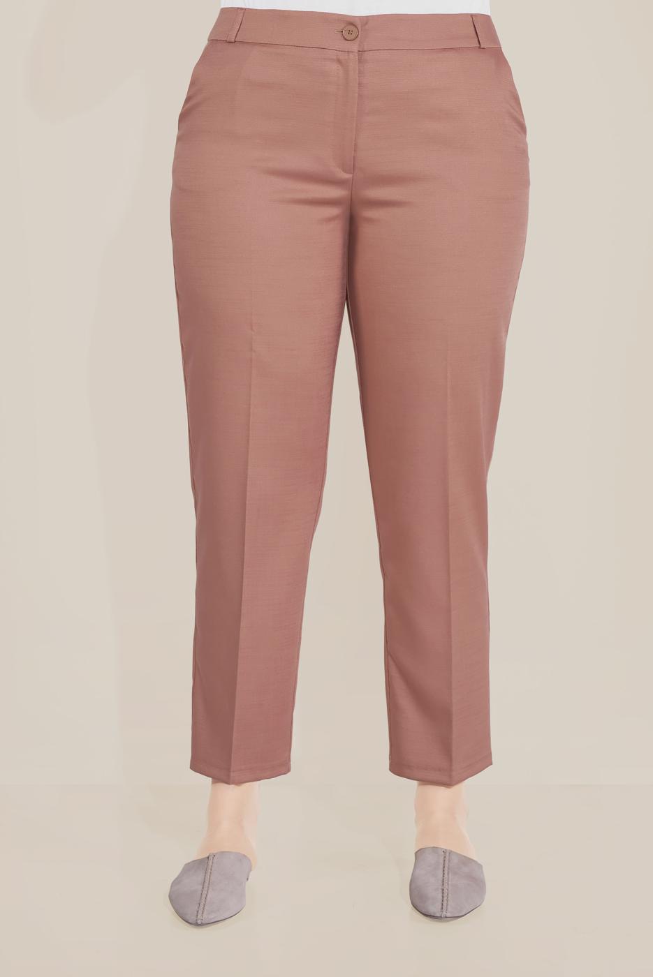 Hijab clothing BROWN ALVİNA MID-WAIST CARROT CUT TROUSERS 70098