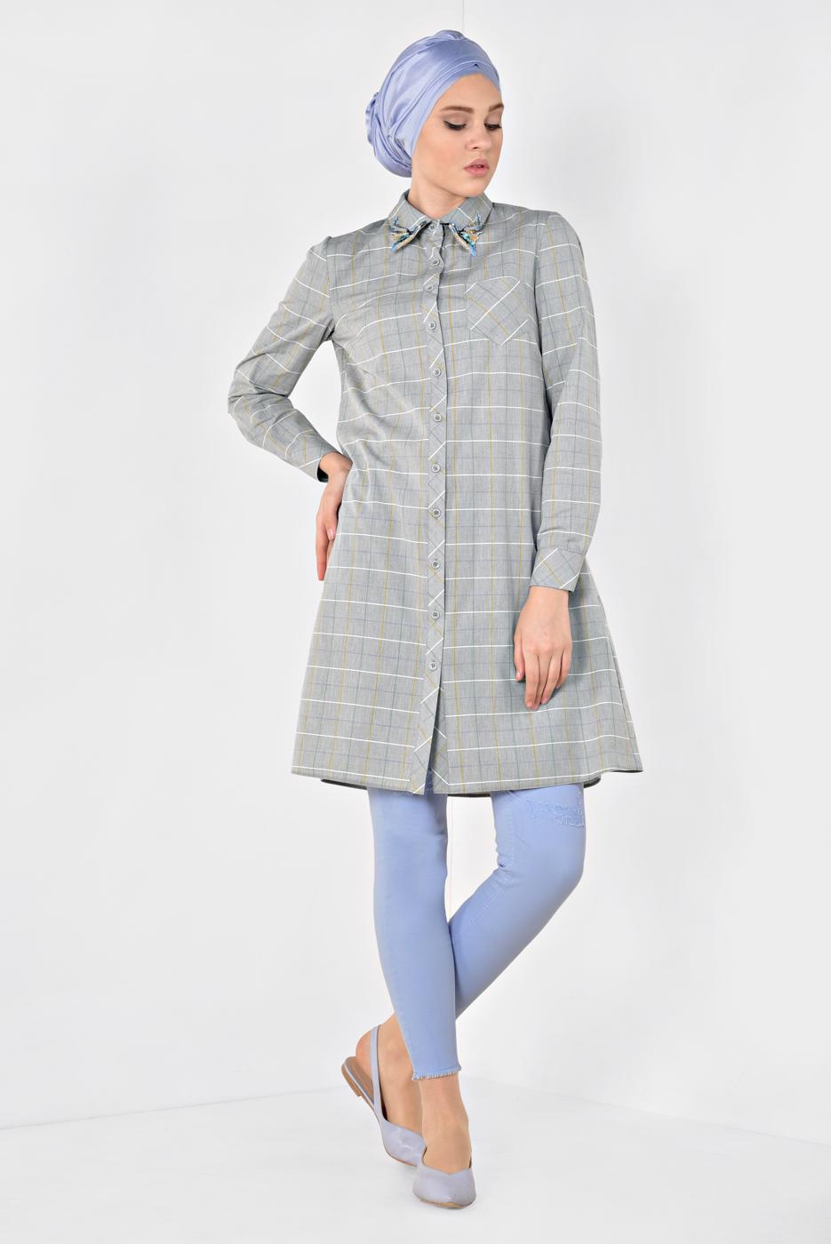 Tesettür giyim MAVİ  ALVİNA DAR PAÇA DENİM PANTOLON 7513 