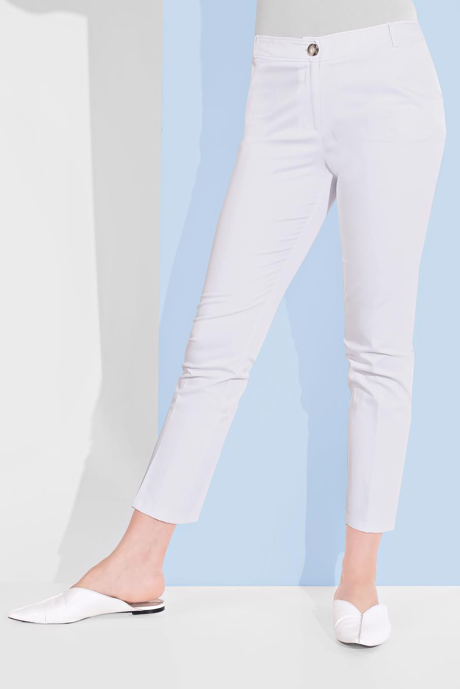 Tesettür giyim BEYAZ ALVİNA YÜKSEK BEL KLASİK PANTOLON 7533