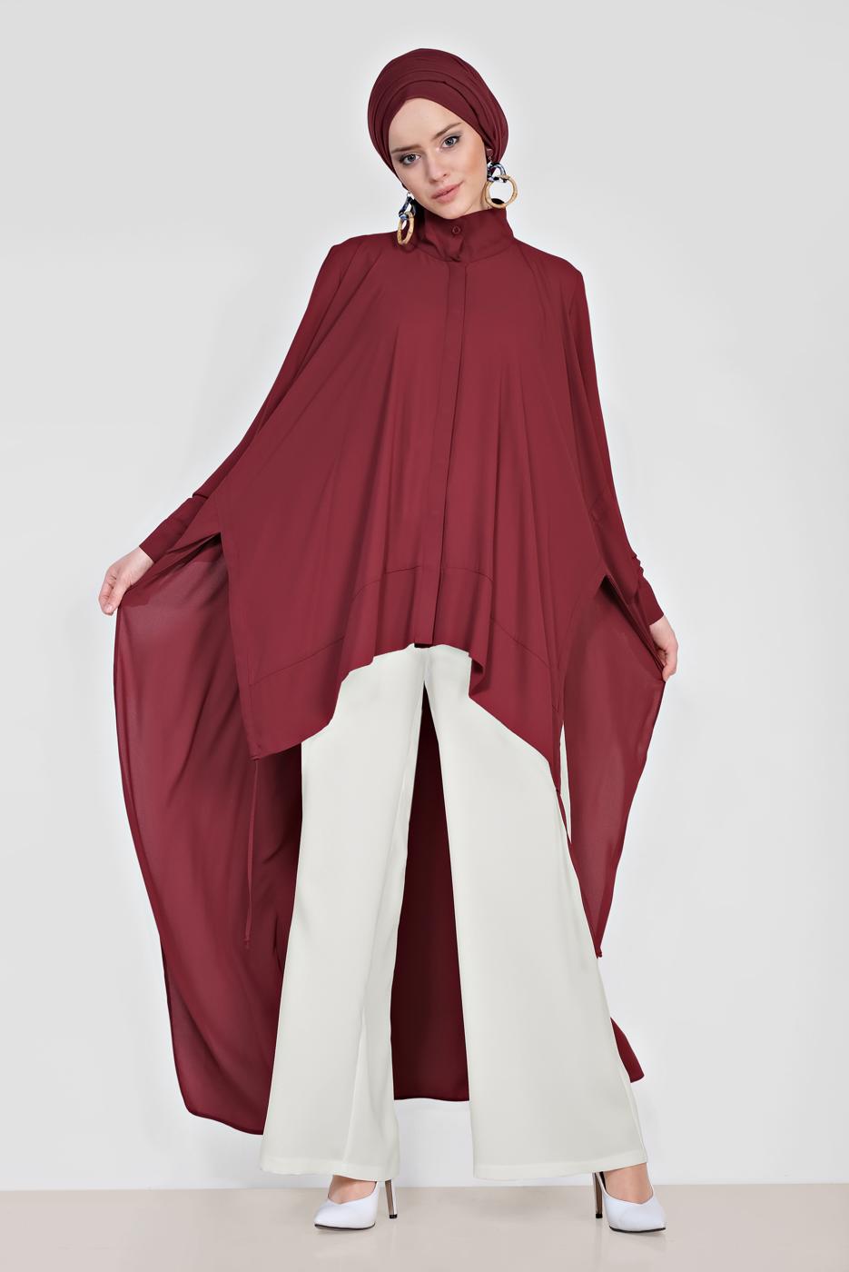 Tesettür giyim KREM ALVİNA BEL KISMI BÜZGÜ BAĞCIKLI PANTOLON 7536