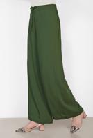 Tesettür giyim HAKİ ALVİNA BEL KISMI BÜZGÜ BAĞCIKLI PANTOLON 7536