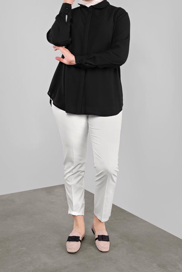 Vêtements hijab CRÈME ALVINA PANTALON EN COUTIL À TAILLE MI-HAUTE 7537  - TRENDTESETTÜR