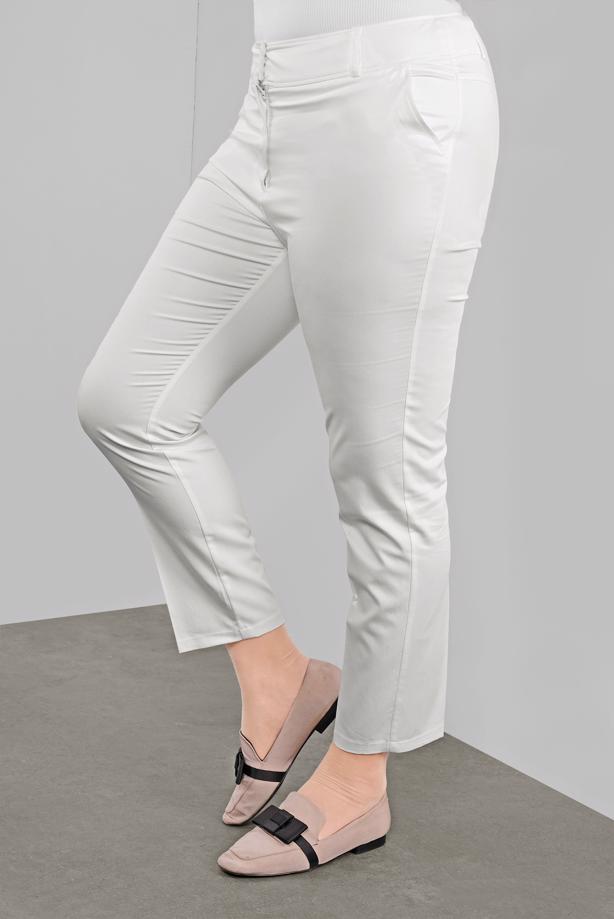 Vêtements hijab CRÈME ALVINA PANTALON EN COUTIL À TAILLE MI-HAUTE 7537  - TRENDTESETTÜR
