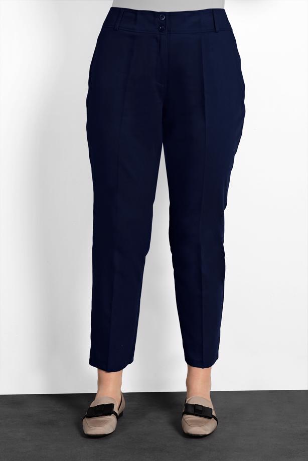 Vêtements hijab BLEU MARINE ALVINA PANTALON EN COUTIL À TAILLE MI-HAUTE 7537  - TRENDTESETTÜR