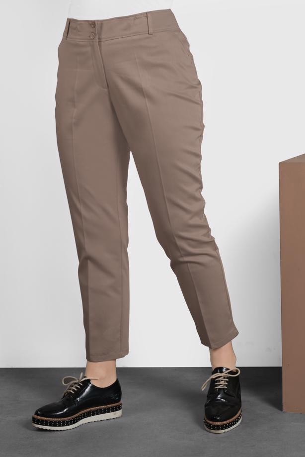 Vêtements hijab BRUN ALVINA PANTALON EN COUTIL À TAILLE MI-HAUTE 7537  - TRENDTESETTÜR