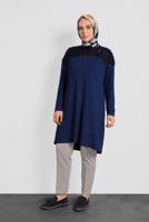 Tesettür giyim BEJ ALVİNA ARA BEL KUMAŞ PANTOLON 7540 