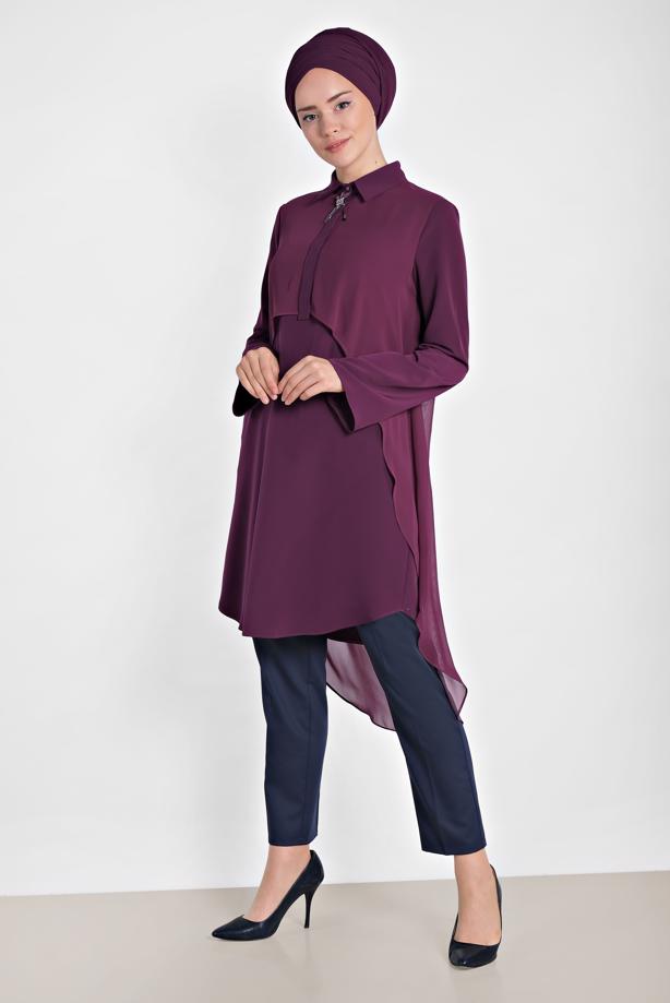 Vêtements hijab BLEU MARINE ALVINA PANTALON EN COUTIL À MI-TAILLE 7540 - TRENDTESETTÜR