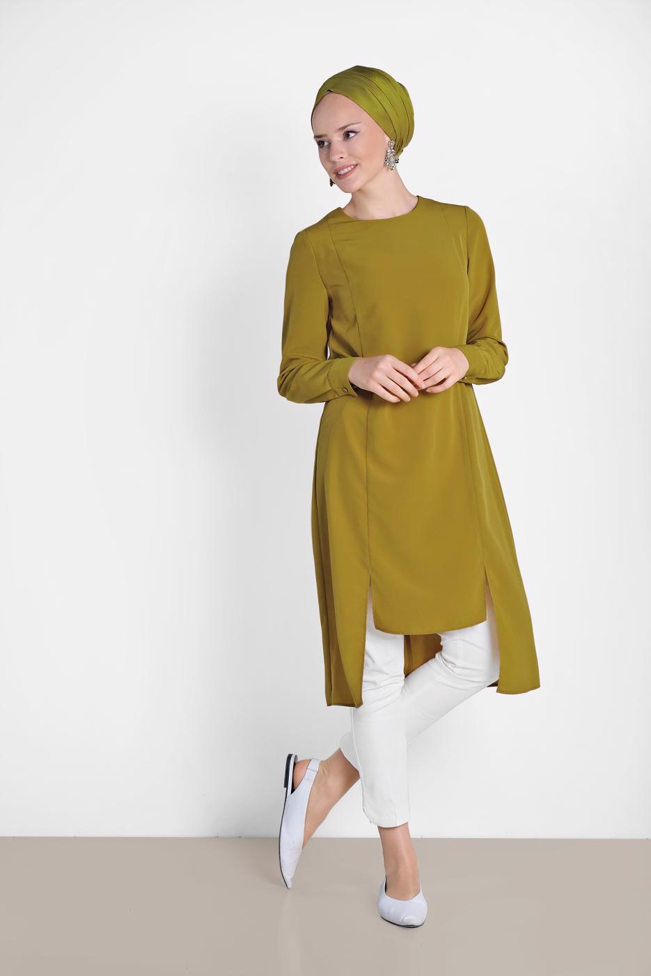 Tesettür giyim BEYAZ ALVİNA YÜKSEK BEL PANTOLON 7555