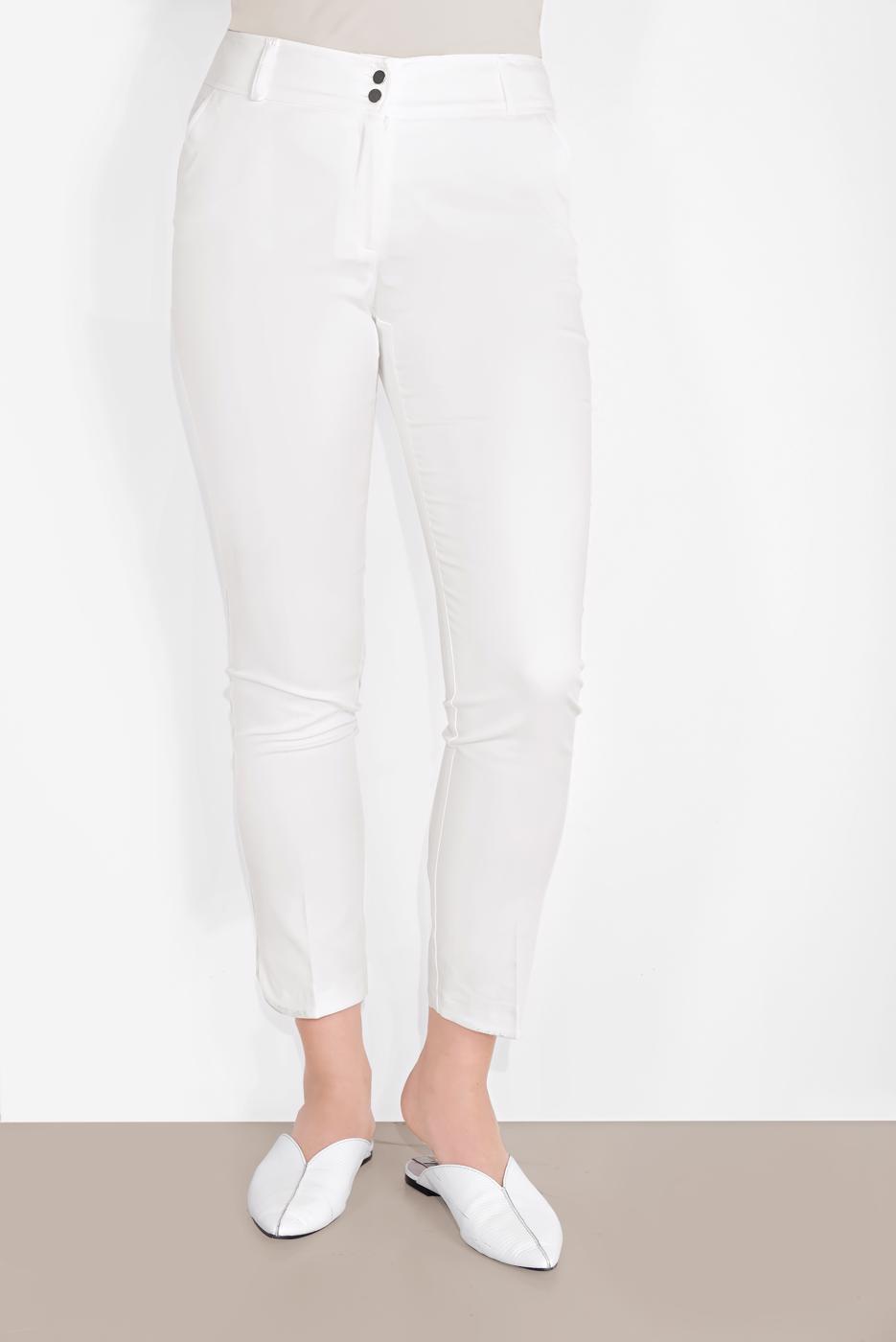 Tesettür giyim KREM ALVİNA YÜKSEK BEL PANTOLON 7555