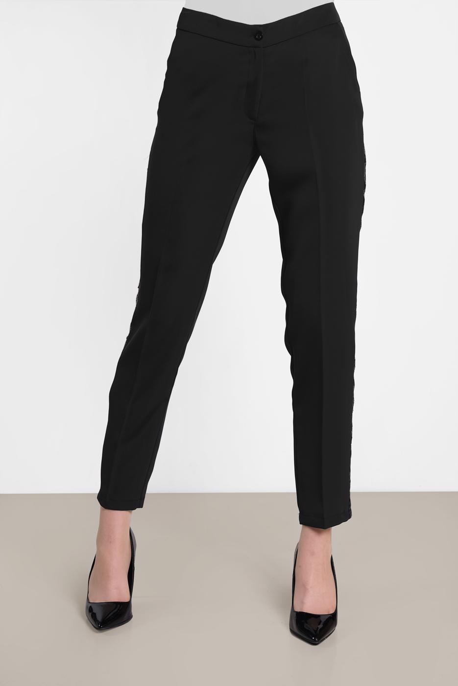 Tesettür giyim SİYAH ALVİNA PUL PAYET ŞERİT  DETAYLI PANTOLON 7565