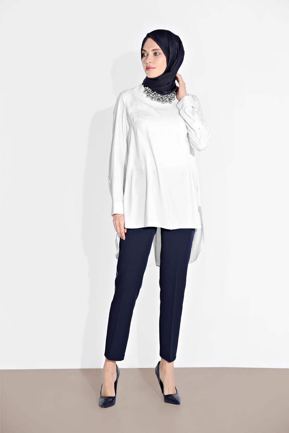 Tesettür giyim LACİVERT ALVİNA PUL PAYET ŞERİT  DETAYLI PANTOLON 7565