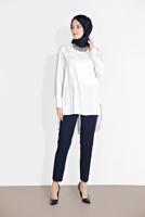 Tesettür giyim LACİVERT ALVİNA PUL PAYET ŞERİT  DETAYLI PANTOLON 7565