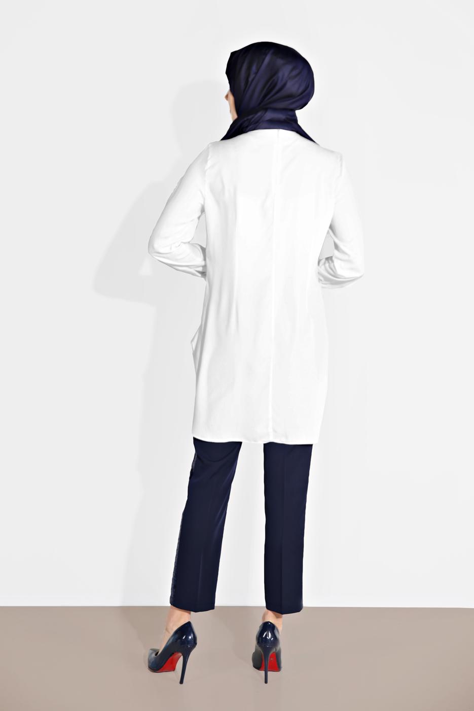 Tesettür giyim LACİVERT ALVİNA PUL PAYET ŞERİT  DETAYLI PANTOLON 7565